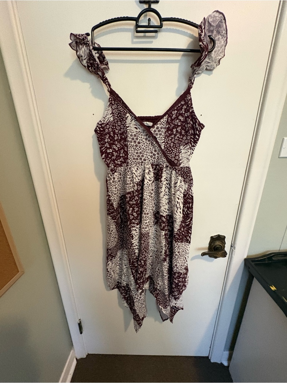 Womens Burgundy & White Patterned Sundress Bundle of 4